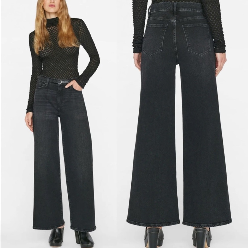 Frame Denim Black Wide Leg Jeans